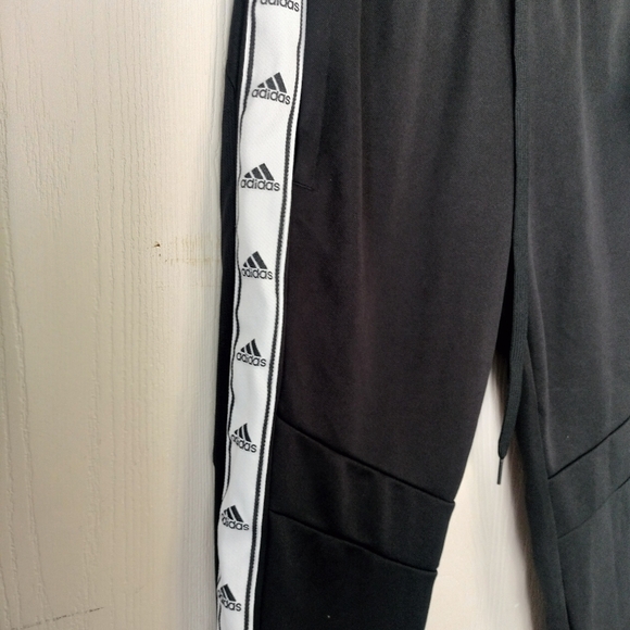Adidas Mens Athletic Pants Joggers Black White Stripe Logo Ankle Zip Size:xsmall - Picture 3 of 6